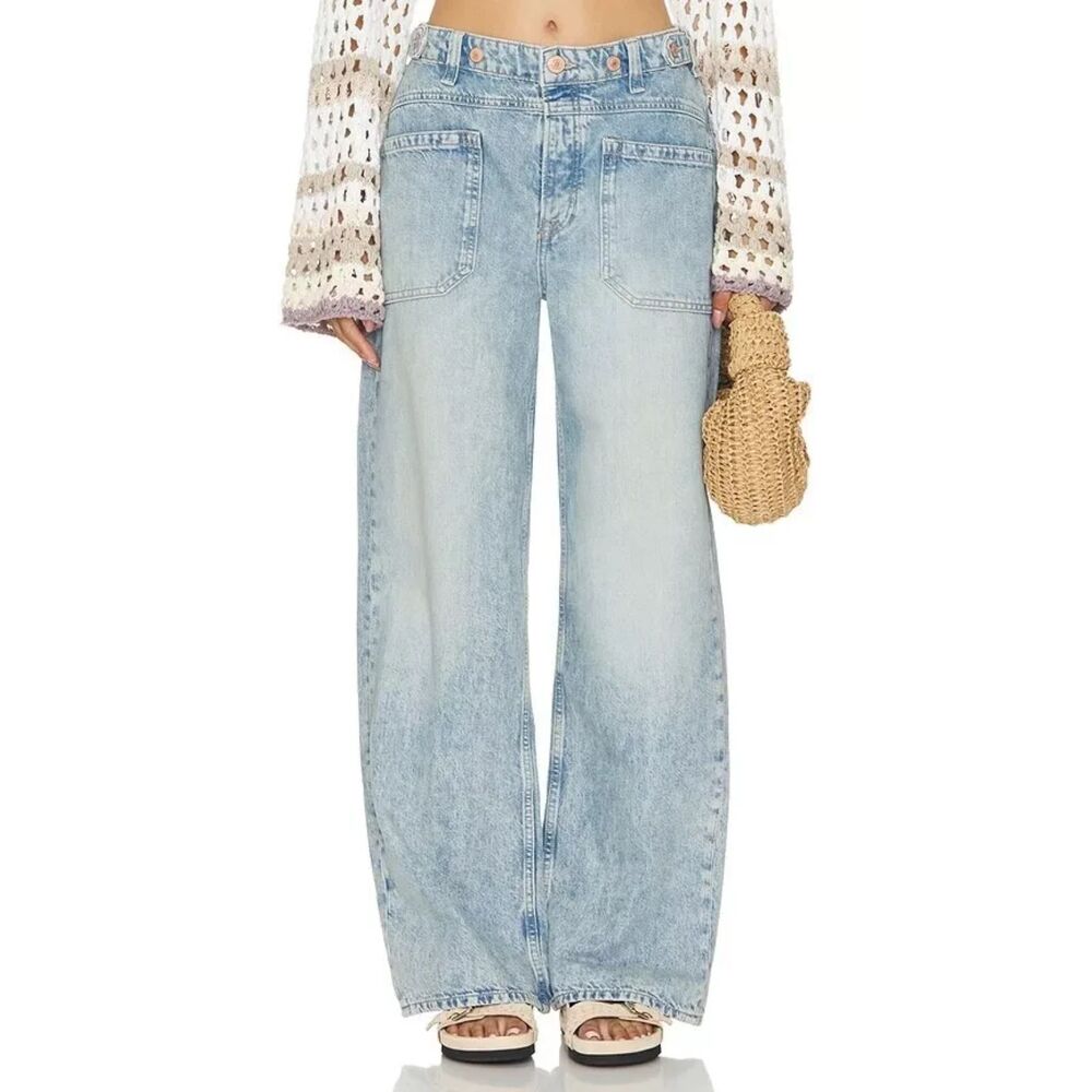 Free People Light Blue Flare & Wide Leg Jeans